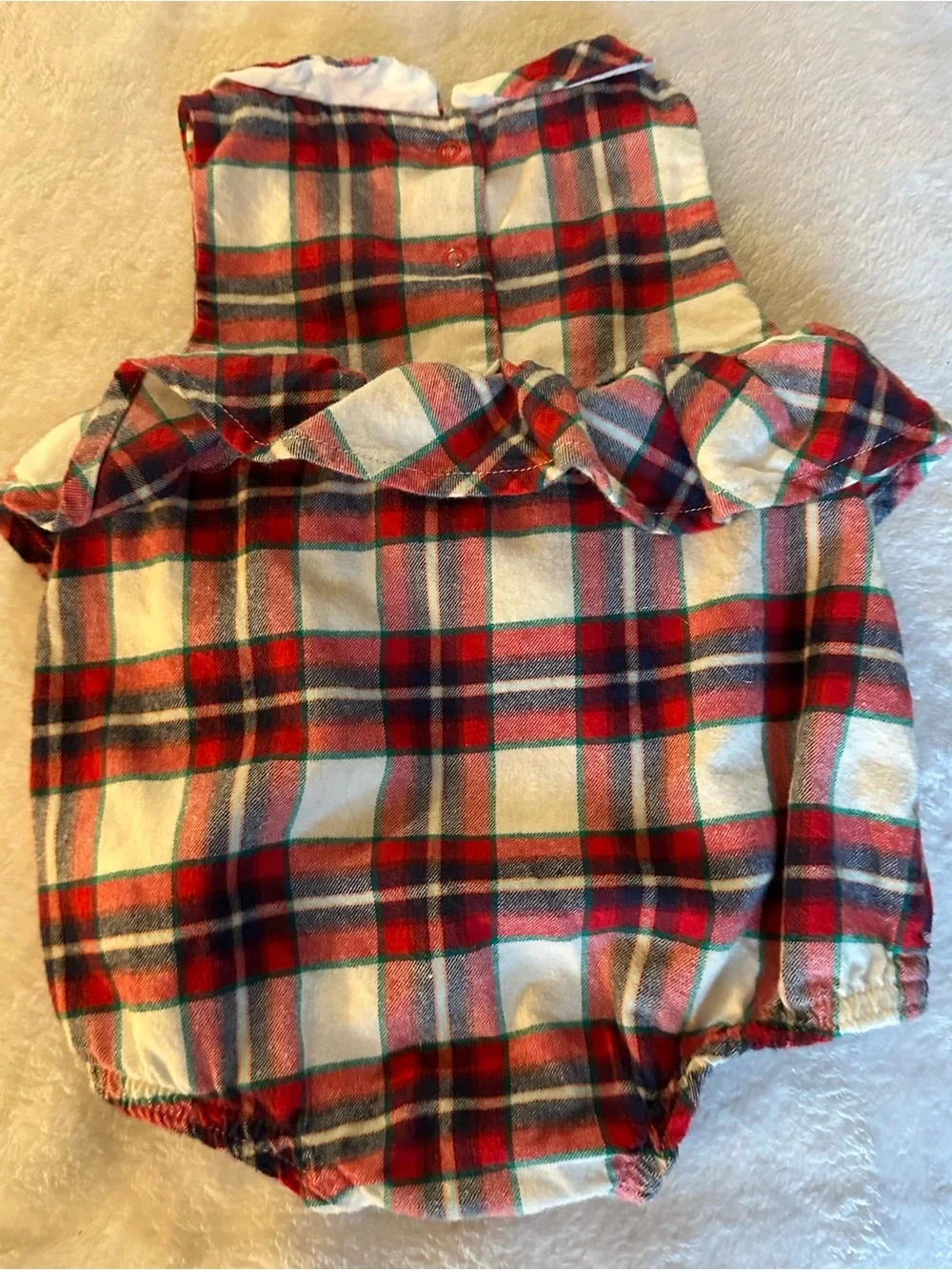 Cat & Jack Red, Green & Cream Plaid Baby One-Piece